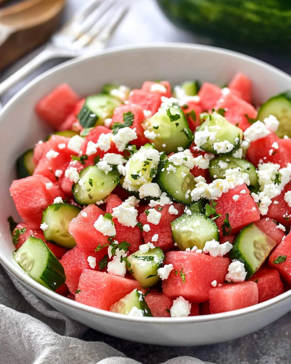 Watermelon Salad with Cucumber and Feta - detail 1