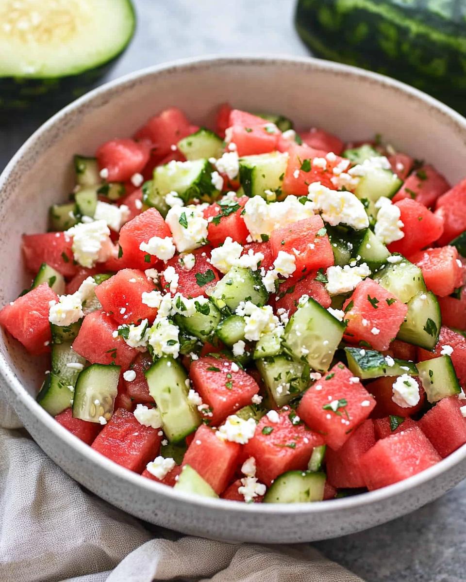 Watermelon Salad with Cucumber and Feta - detail 3