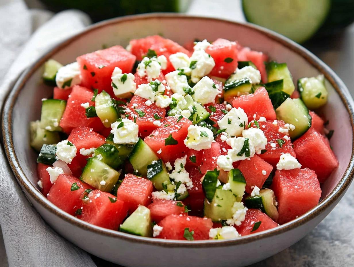 Watermelon Salad with Cucumber and Feta