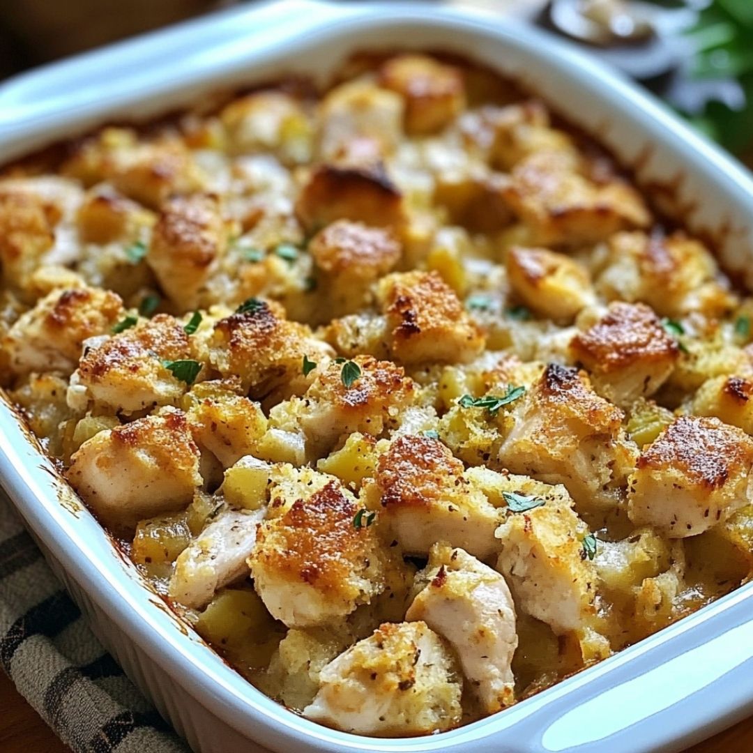 Southern Chicken and Stuffing Bake from Dolly Dolly's Chicken and Stuffing Casserole