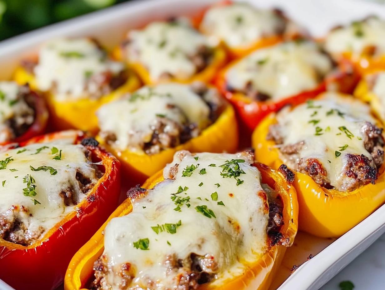 Low-Carb, Keto Cheeseburger Stuffed Peppers Recipe